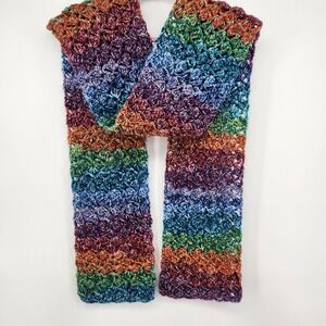 Crochet Scarf‎ Rainbow Striped Women's Extra long 84in